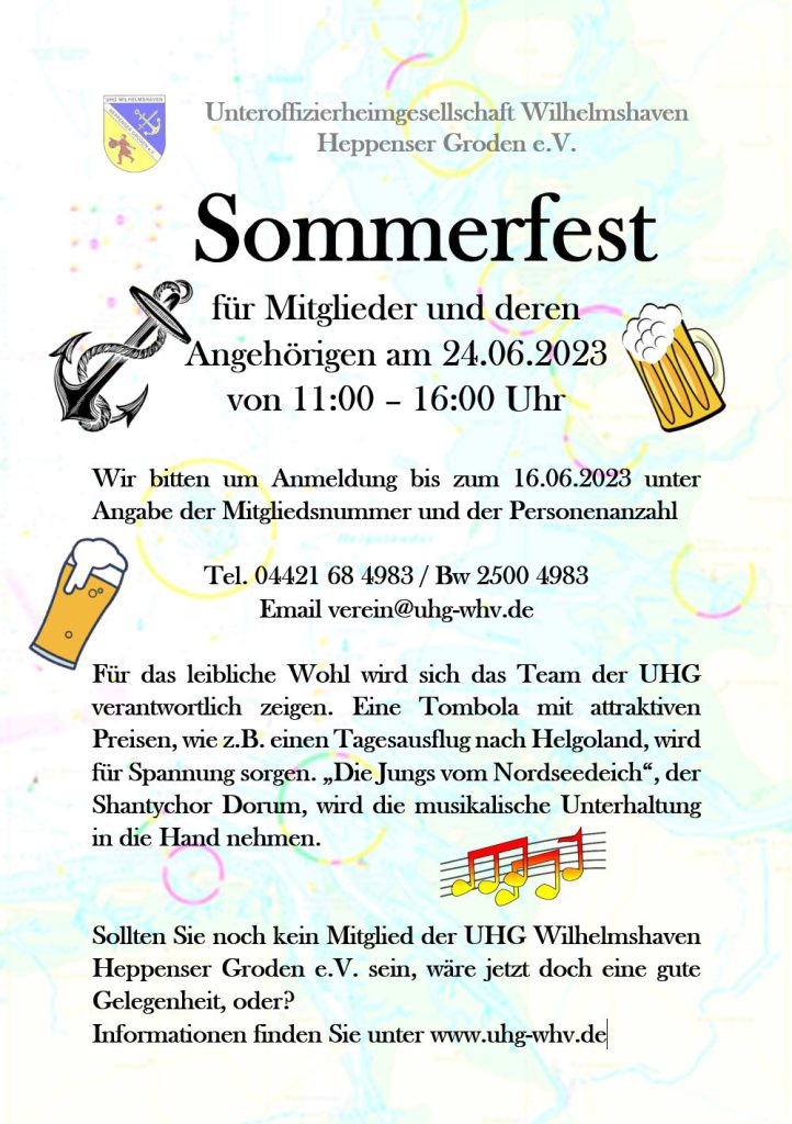 Sommerfest der UHG Wilhelmshaven Heppenser Groden e.V. am 24.06.2023 von 11:00 - 16:00 Uhr